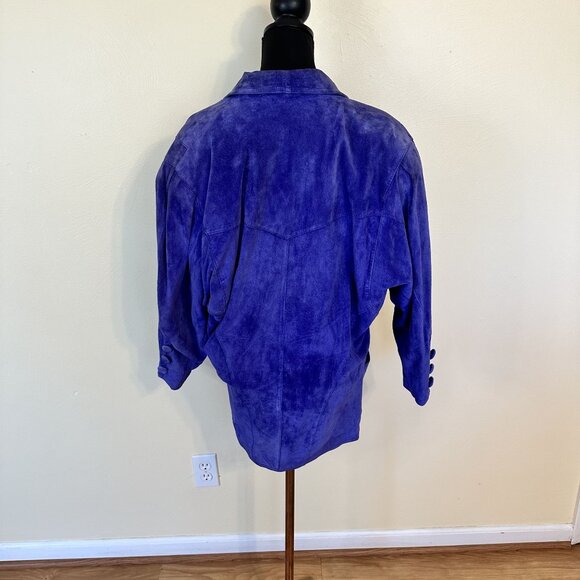 Vtg Wimlit Womens Purple Suede Jacket Small Button 1980s Korea Bomber Coat - Picture 2 of 16